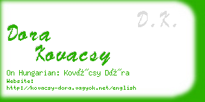 dora kovacsy business card